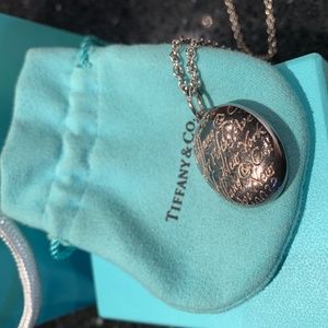 Tiffany & Co Silver Oval Notes Script Locket
